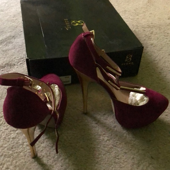 Purple and gold platform heels - Picture 2 of 3